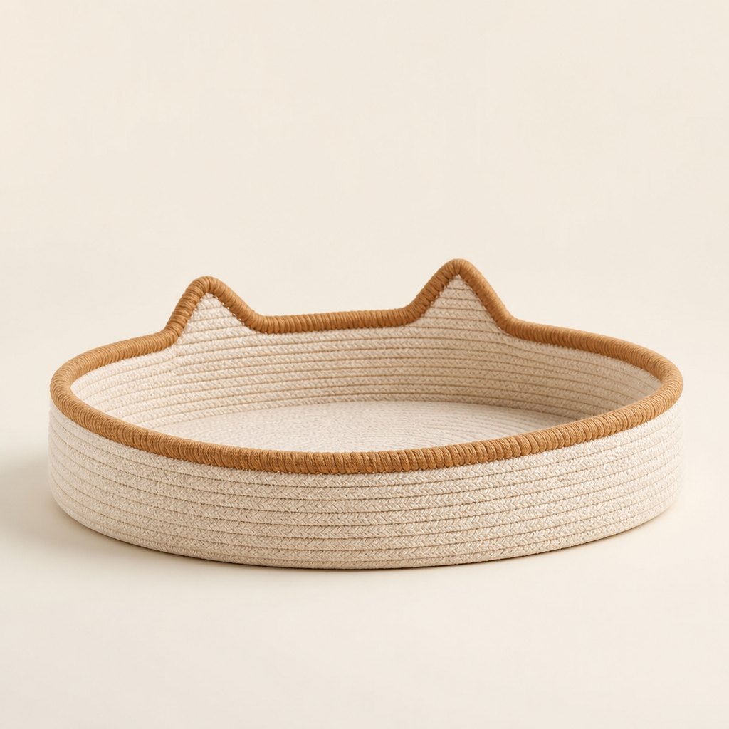 Woven Cotton-Rope Cat Bed — Second angle