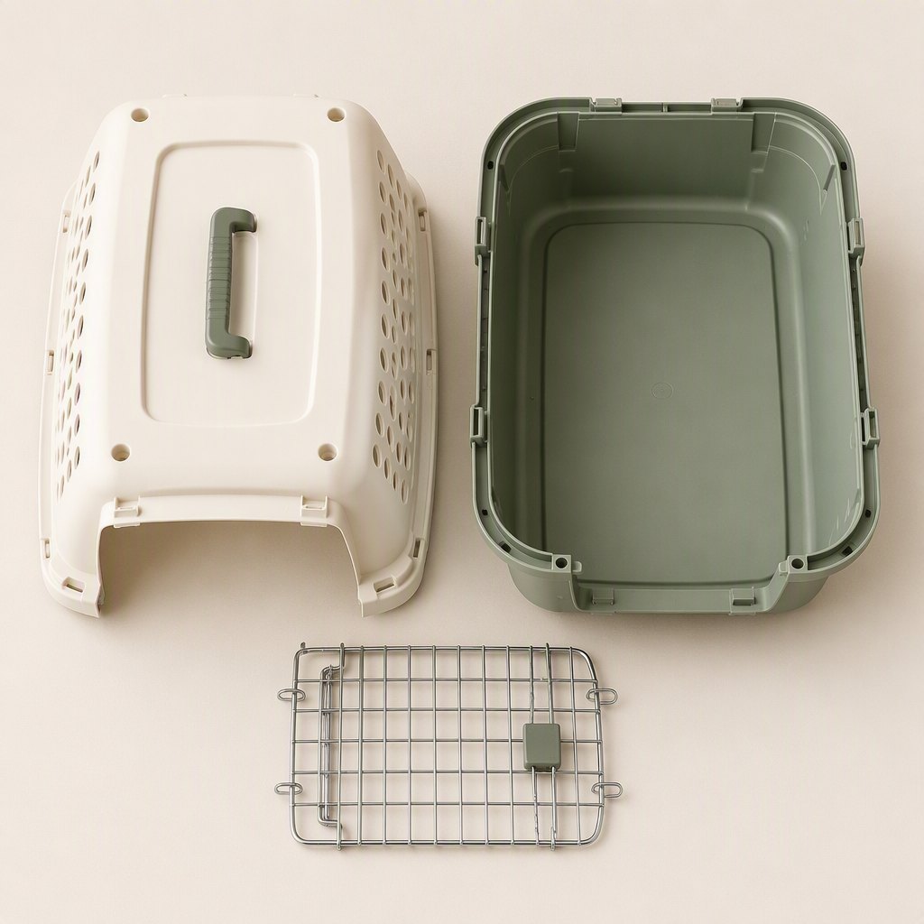 Ventilated Pet Travel Carrier — Parts and reverse