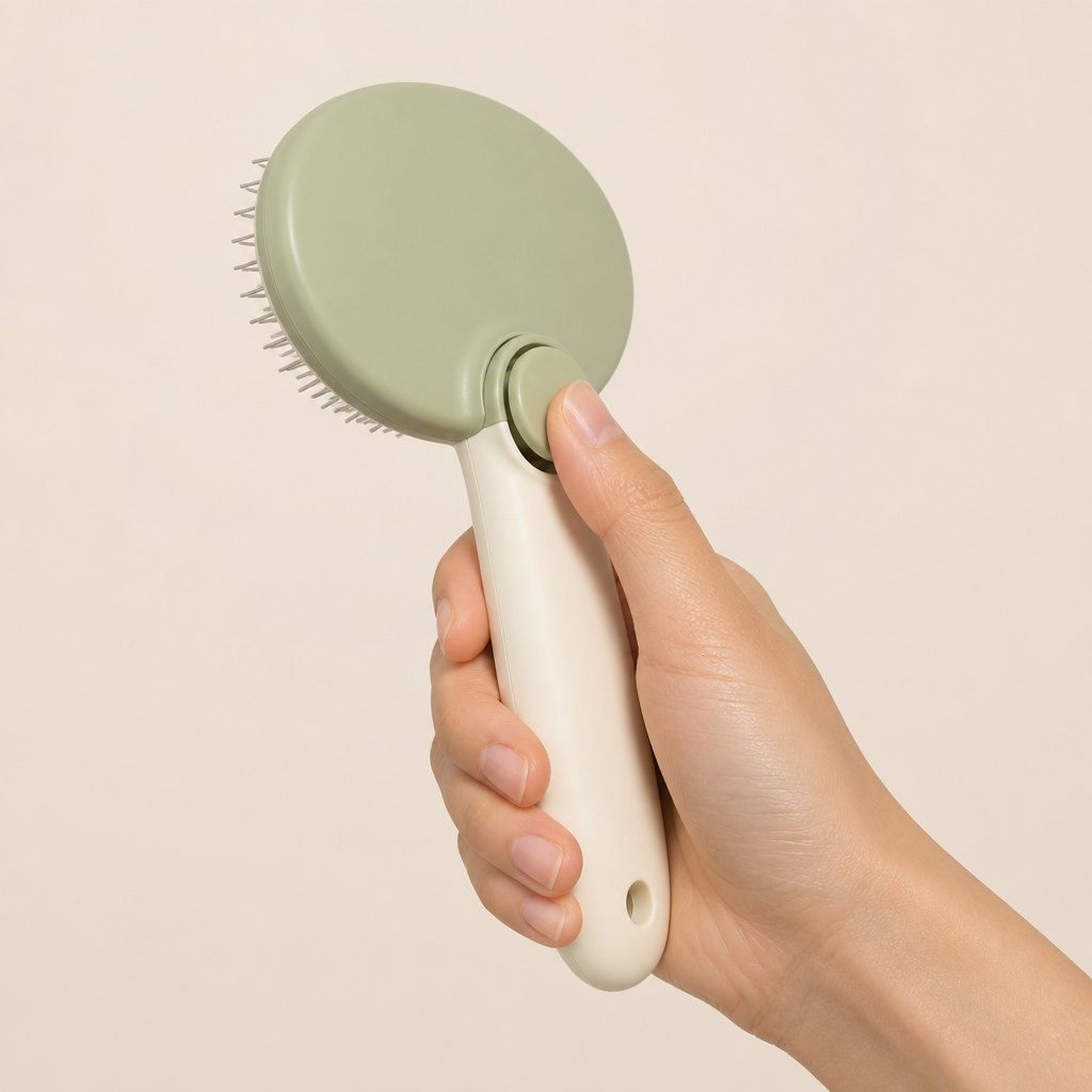 Self-Cleaning Slicker Brush — Shown in the hand