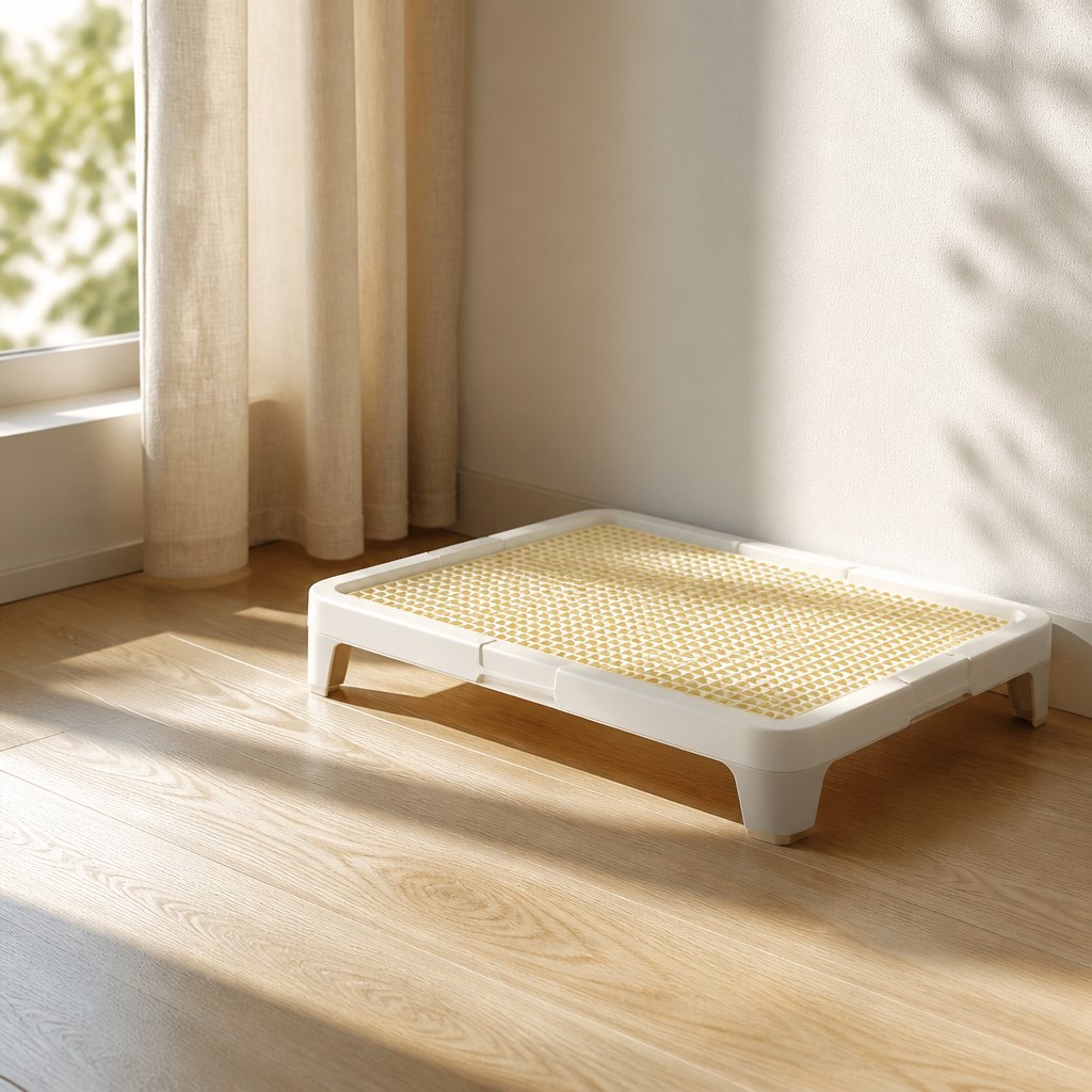 Raised Mesh Dog Toilet Tray — In context