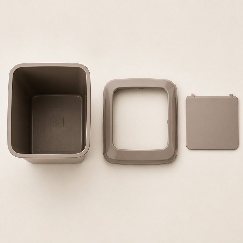 Lidded Cat Litter Waste Bin — Parts and reverse