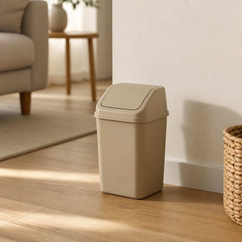 Lidded Cat Litter Waste Bin — In context