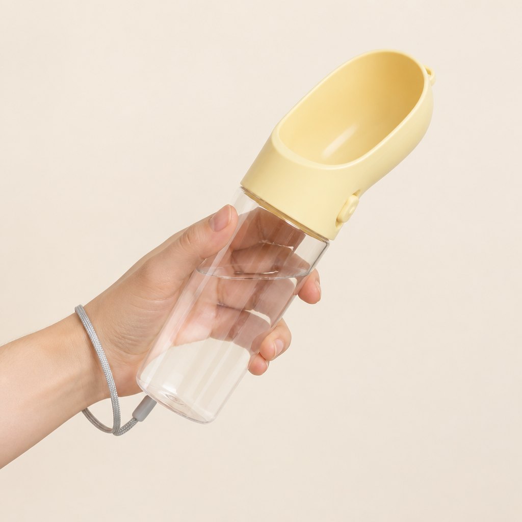 Portable Dog Water Bottle — Shown in the hand