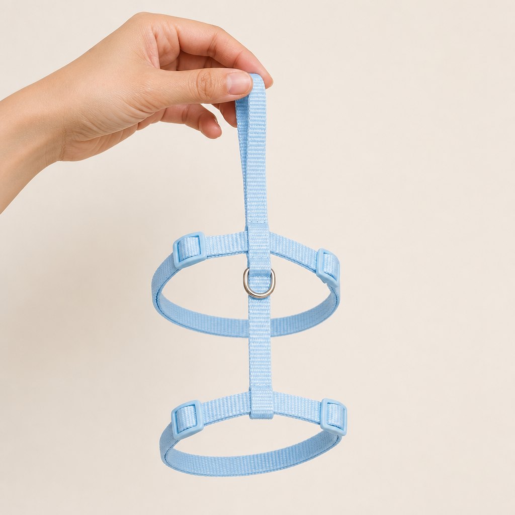 Adjustable Cat Harness and Lead Set — Shown in the hand